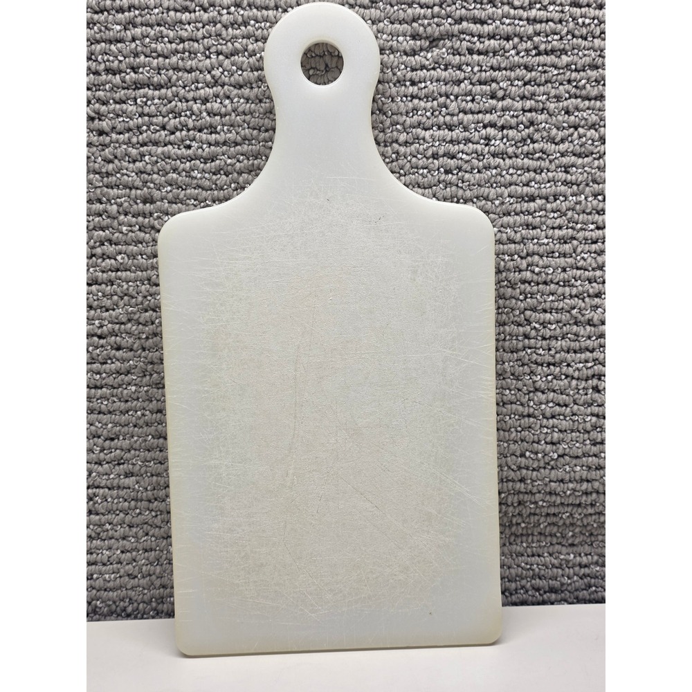 White Plastic Cutting Board with Handle Hanging Hole 13.5" Rectangular Utility